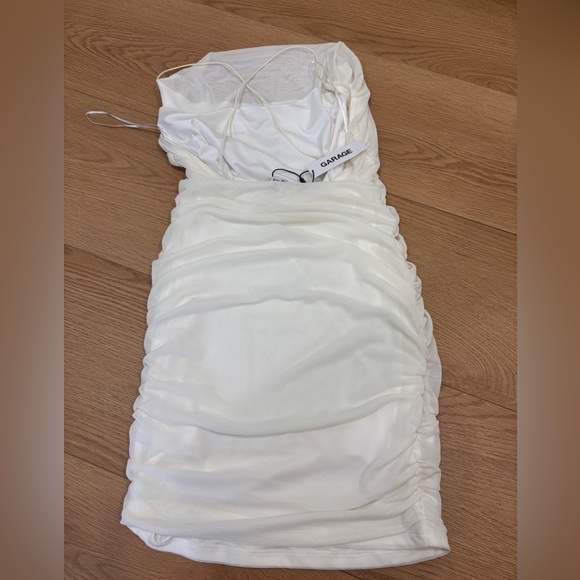 NEW Garage Morgan White Ruched Mesh Mini Dress Cami Bodycon Size M - Picture 8 of 9